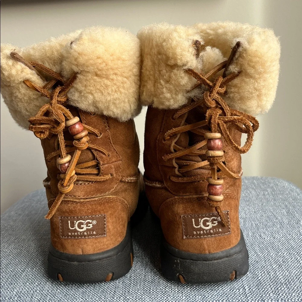 Ugg Ultimate Bind Boots 5219 Lace‎ Up Back Beads Sheepskin Fur Australia